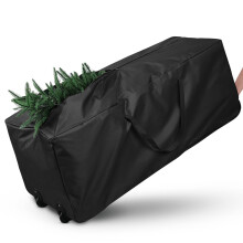 Sac de rangement pour sapin de Noël Ayieyill (pour sapins de 2,30 m), fermeture éclair, poignées et roulettes - Noir