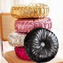 Circular Pumpkin Throw Pillows Smooth Metallic Leather