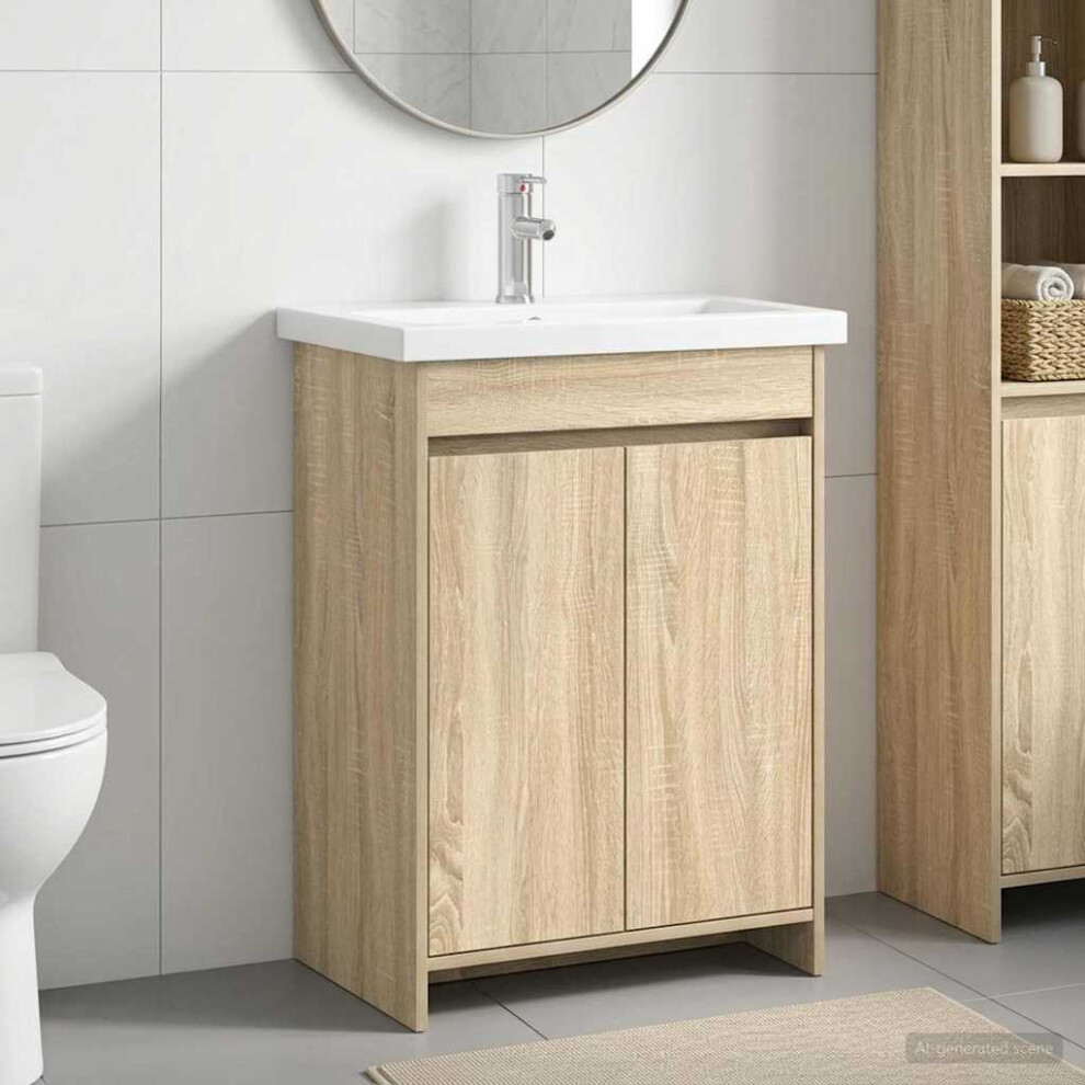 Vidaxl Bathroom Furniture Set Sonoma Oak 81 X 40 X 84.5 Cm