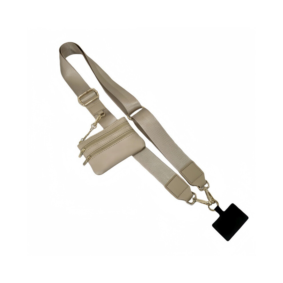 (Khaki) Detachable Replaceable Phone Strap With Small Coin Purse Cell Phone Lanyard 6910906926981