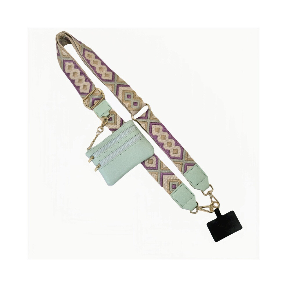 (Colorful Rhombus) Detachable Replaceable Phone Strap With Small Coin Purse Cell Phone Lanyard 6910906926967
