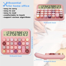 Calculadora Mecânica de 12 Dígitos com Display LCD de 5 Polegadas, Botões Grandes, Calculadora de Mesa Fofa para Uso Doméstico e de Escritório