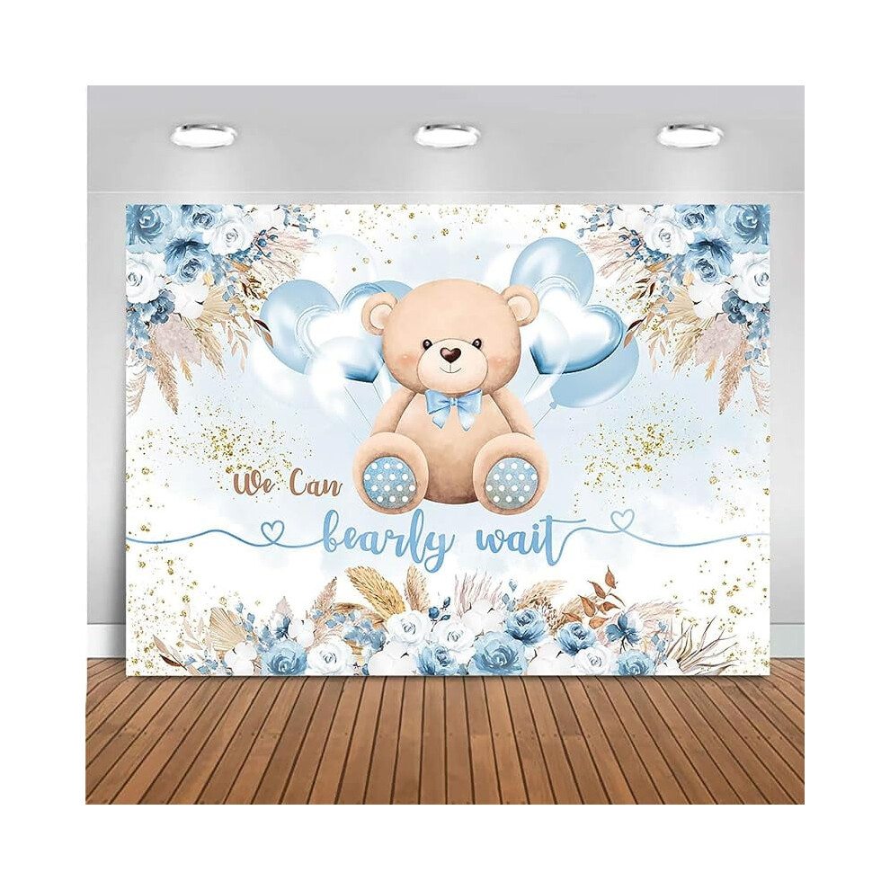 Baby Shower Backdrop Boho Bear Design 1 Piece Blue 901175995019