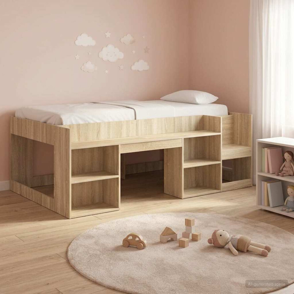 Vidaxl Kids'bed Frame With Storage Sonoma Oak 90 X 200 Cm