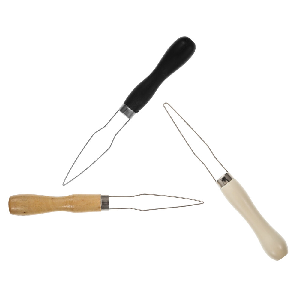 Jeans button hook wooden grip 3-piece set