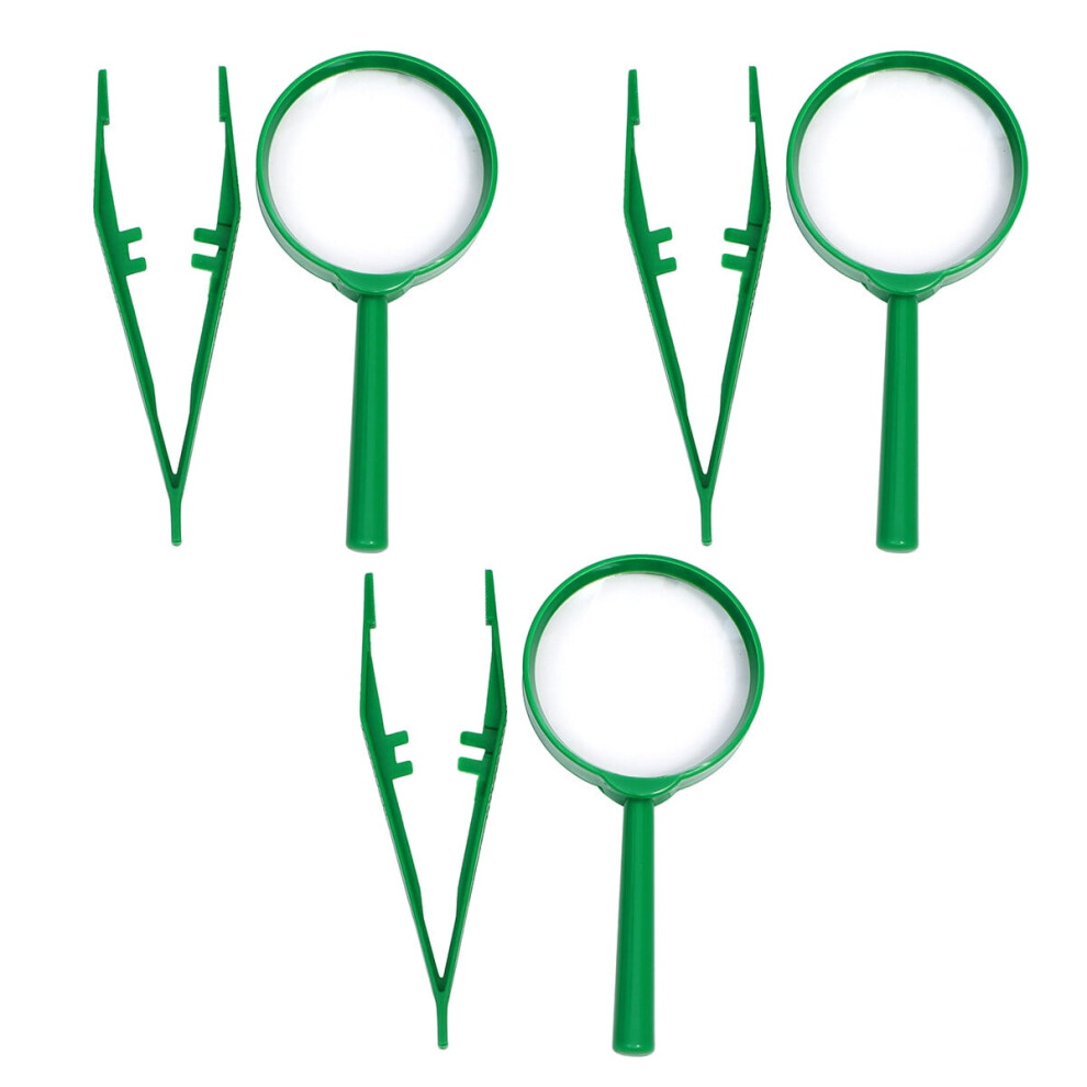 Eease Kids Magnifying Glass with Tweezers Green 3 pcs