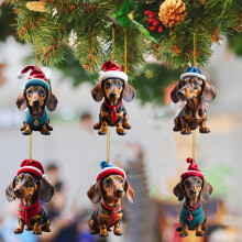 Ornements de Noël Tarmeek, lot de 6 pendentifs familiaux en acrylique, compatibles avec sapin de Noël, accessoires pour voiture (chien),
