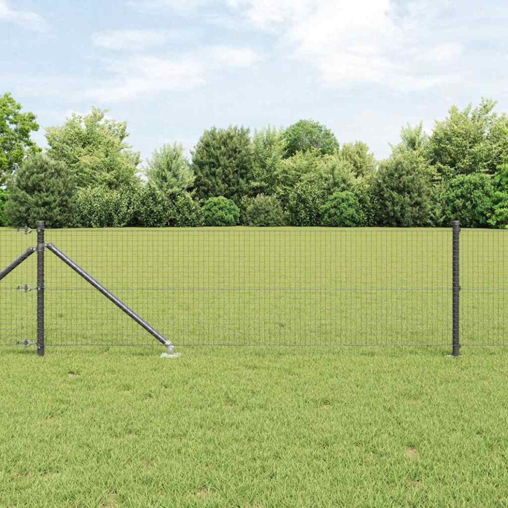 Vidaxl Welded Wire Fence With Spikes 100 X 0.4 M Pvc-Coated Steel Grey