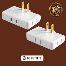 Flat Power Outlet Extender Adapter 2-Prong Thin Wall