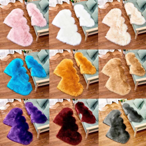 APMEMISS Valentine Decorations Clearance, Διπλό Χαλί από Δέρμα Προβάτων σε Σχήμα Καρδιάς, Συμβατό με 2