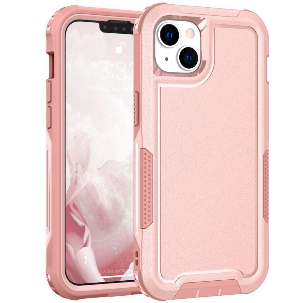 Iphone 14 Case Shockproof Dual-Layer Rugged Cover Rose Gold 900223111173