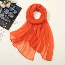 Silk scarf for women lightweight chiffon orange