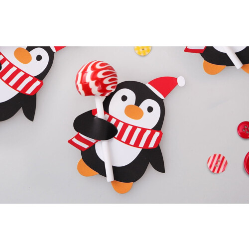 Penguin Santa lollipop decorations black 50 pcs 1