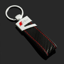 Audi sLine keyring carbon fiber leather