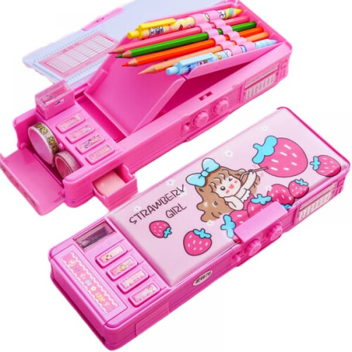 Cartoon Pencil Case with Double Password Lock 1pc