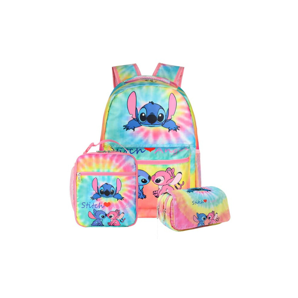 Pink three-piece backpack for girls, large capacity,
