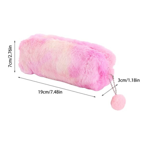 Plush octagon pencil case gradient pink purple 1