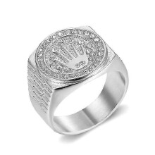 Men's Hip Hop Ring Silver Crown Broken Heart Size 10