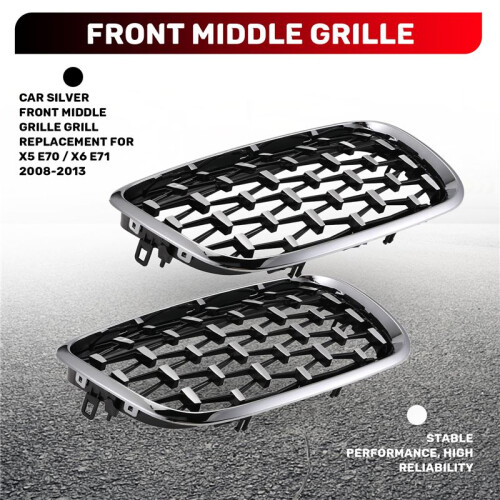 Car Silver Front Middle Grille Grill Replacement for  X5 E70 / X6 E71 2008-2013 1