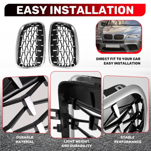 Car Silver Front Middle Grille Grill Replacement for  X5 E70 / X6 E71 2008-2013 2