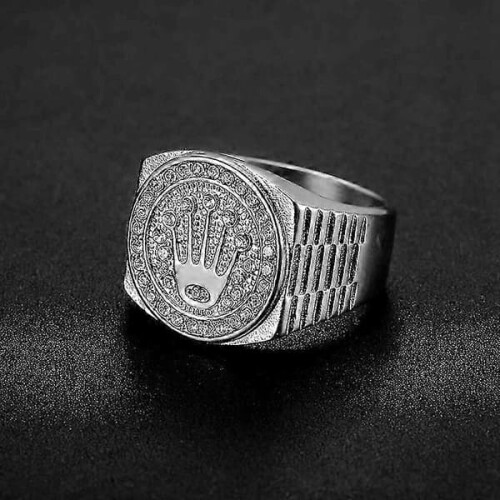 Men's Hip Hop Ring Silver Crown Broken Heart Size 10 2