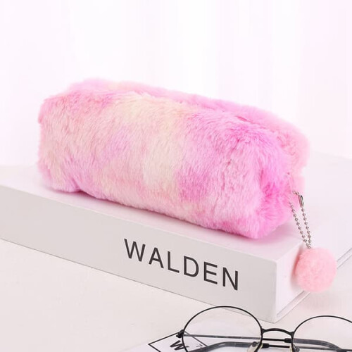 Plush Octagon Pencil Case Gradient Pink 1pc 2