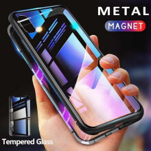 Magnetic Case with Tempered Glass for iPhone XS Max Silver