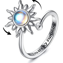 Silver Moonstone Anti-Stress Twist Ring for Women