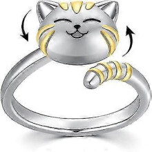 Sterling Silver Cat Dog Spinning Fidget Ring 925