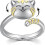 Sterling Silver Cat Dog Spinning Fidget Ring 925 1