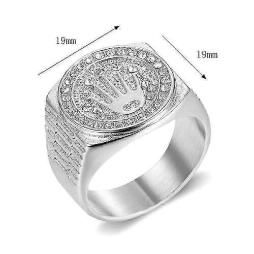 Men's Silver King Crown Ring with Broken Heart Design Size 7 1