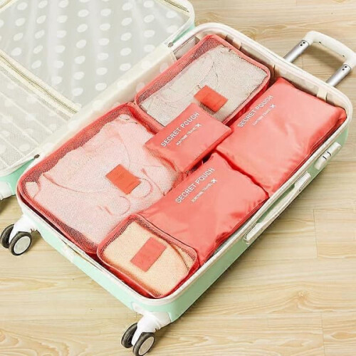 Travel Bag Organizer Set Watermelon Red 6 pcs