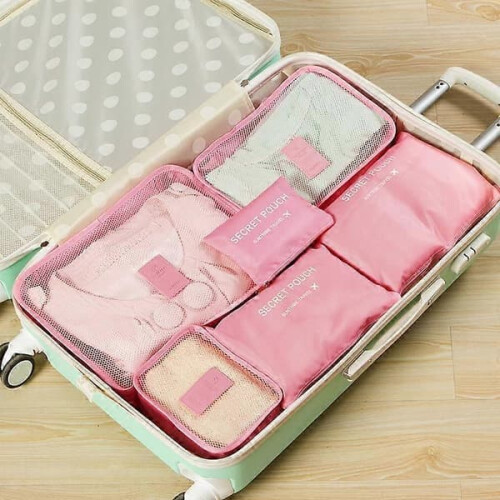 Travel Packing Cubes Pink 6 pcs