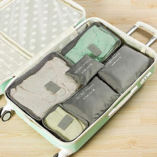 Travel Bag Organizer Cubes Grey 6-Piece Set
