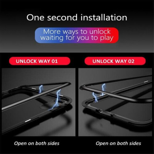 Magnetic Case with Tempered Glass for iPhone XS Max Silver 1