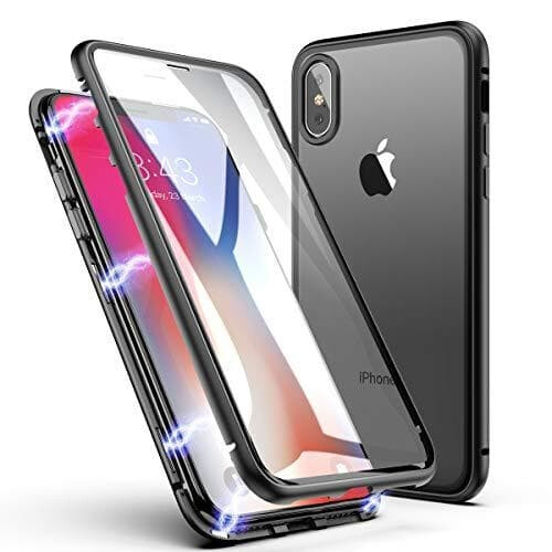 Magnetic Case with Tempered Glass for iPhone XS Max Silver 2