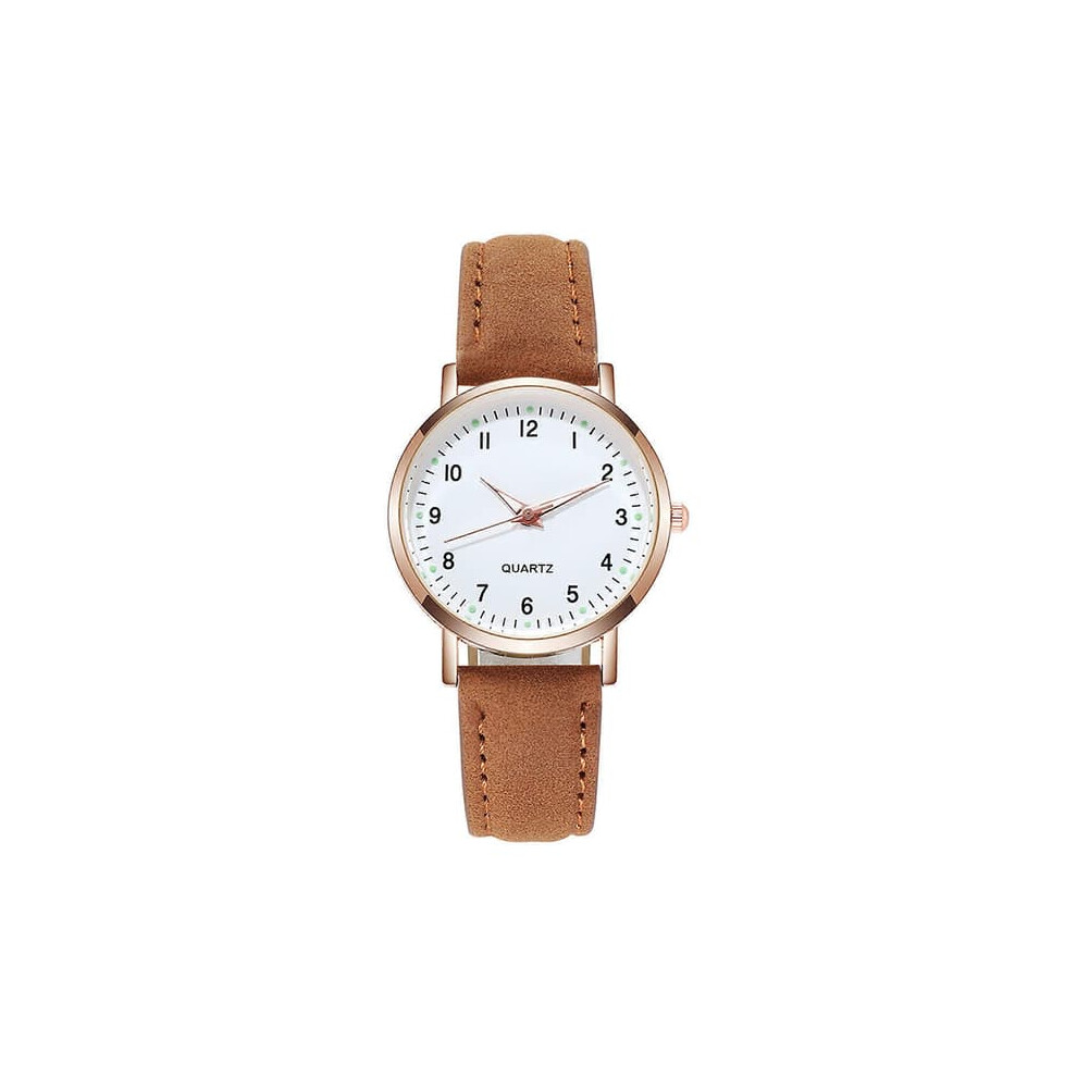 Women's Quartz Analog Wristwatch With Leather Strap Brown 962125914832