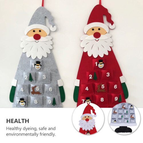 Felt Christmas Tree Pendant Set Red Grey 2 pcs 2