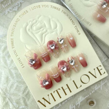 10 stuks handgemaakte kunstnagels met liefdesstrik, puur handmatig, extra lang, extra lang