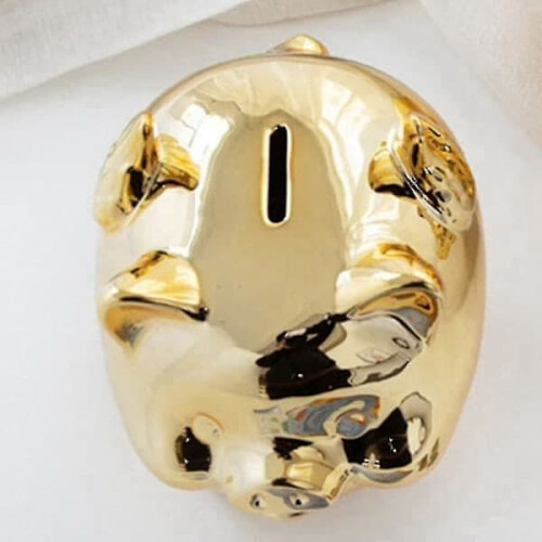 Ceramic gold piggy bank decorative home accent 1