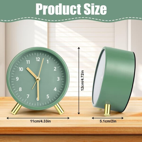 Analog Alarm Clock with Night Light Silent 1 Pack 1