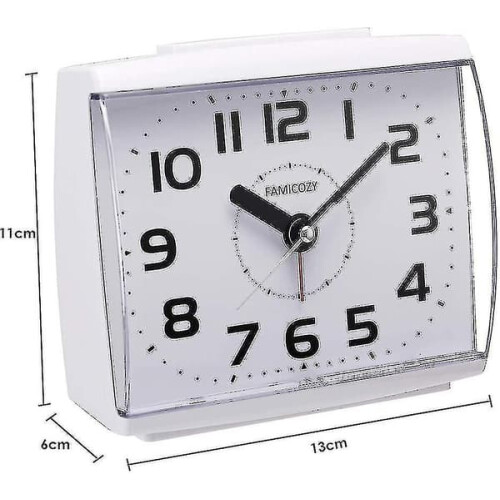 Analog Alarm Clock for Elderly White Large Numbers Silent 2