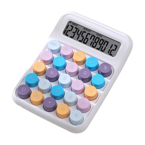 Mechanical Pushbutton Calculator 12-Digit Large LCD 1