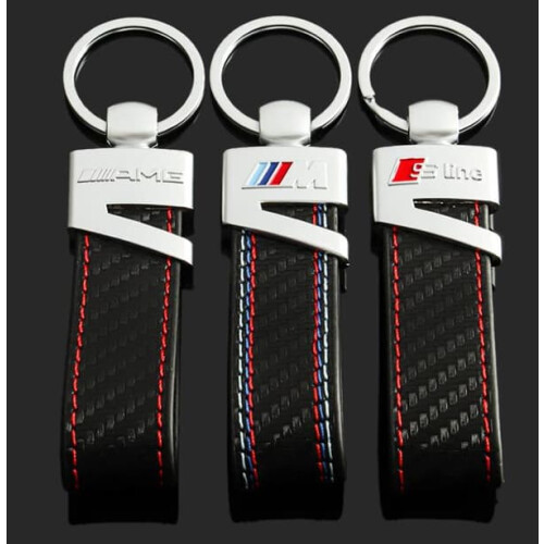 Audi sLine keyring carbon fiber leather 1