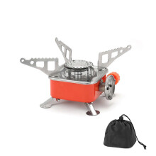 Campingkocher, faltbar, Edelstahl, 2200 W, große Flamme, elektronische Zündung, quadratisch, für den Außenbereich, Gasbetrieb