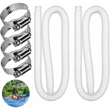Tuyau de rechange compatible avec pompe de filtration pour piscine hors sol, lot de 2 tuyaux de 3,2 cm (1,25 po) de diamètre avec collier de serrage