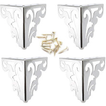 Metal Furniture Legs, 12CM Silver Stainless Steel Furniture Legs for Sofa, Cabinet, Bedside Cabinet, Chair, Stool, Rubber Bottom Protection