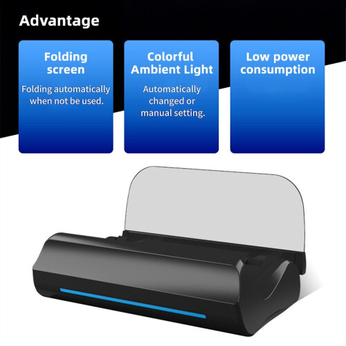 Black Folding Auto HUD Head Up Display, 6 Display Modes Multiple Alarm Functions, OBD2 Interface, ABS PC Material, Colourful Ambient Light 2