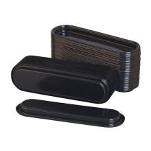 Plateau à mousse, 50 pièces, 14.5x3.5cm, noir, plastique alimentaire recyclable, pour pâtisseries et événements