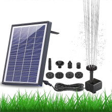 Pompe à eau solaire flottante, 6,5W 1500mAh batterie intégrée, 6 buses pour bassin à oiseaux et jardin